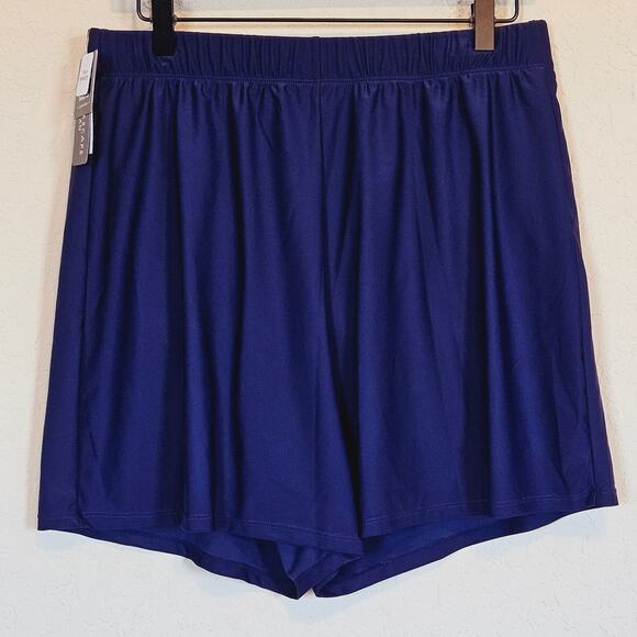 Island Escape Navy Blue Swim Bottom Shorts Plus 16W Beach Pool Vacation - Picture 2 of 10